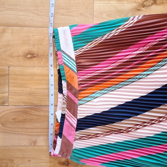 NWT Anthropologie Maeve Pleated Rainbow Maxi Skirt Size 4 Boho Retro Chic - Picture 9 of 11